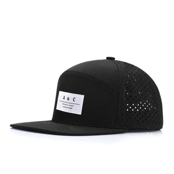 Custom Woven Label Logo 6 Panel Waterproof Snapback Hat - Image 4