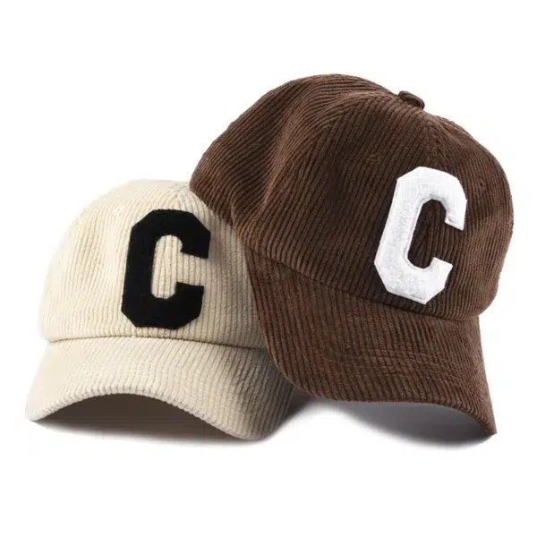 Custom 6 Panel Embroidery Logo Curved Brim Corduroy Dad Hat