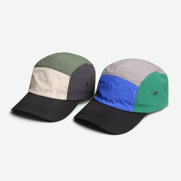 Custom Curved Brim Contrast Color Waterproof 5 Panel Camp Cap - Image 4