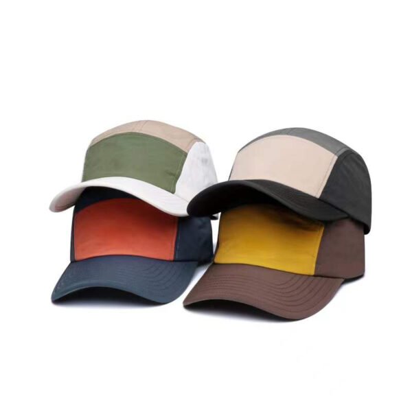 Custom Curved Brim Contrast Color Waterproof 5 Panel Camp Cap - Image 5