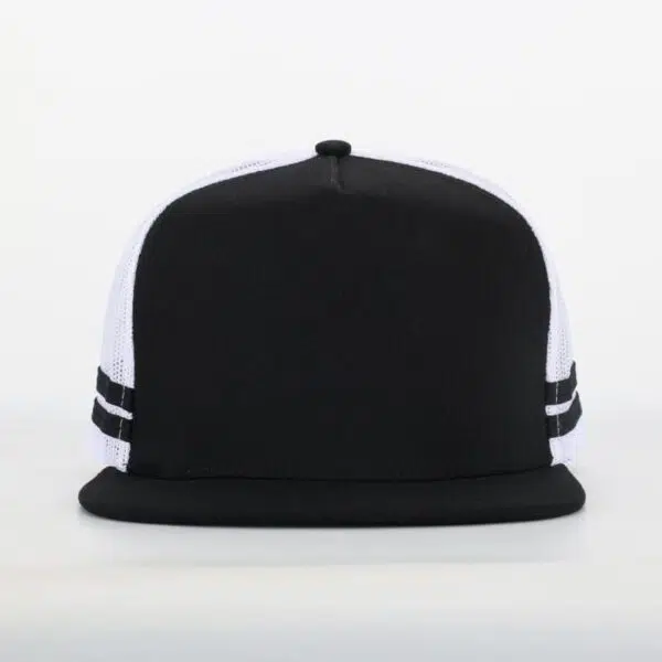 Custom 5-Panel Cotton Flat Embroidery Stripes Designed Trucker Hat - Image 7
