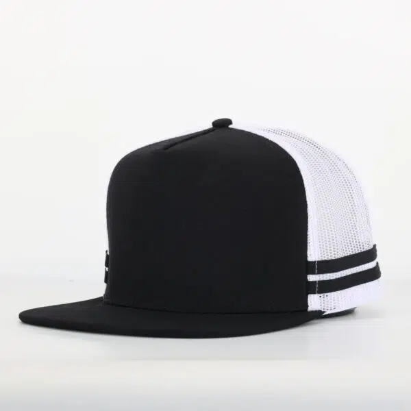 Custom 5-Panel Cotton Flat Embroidery Stripes Designed Trucker Hat - Image 2