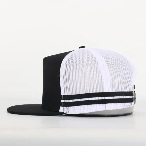 Custom 5-Panel Cotton Flat Embroidery Stripes Designed Trucker Hat - Image 3
