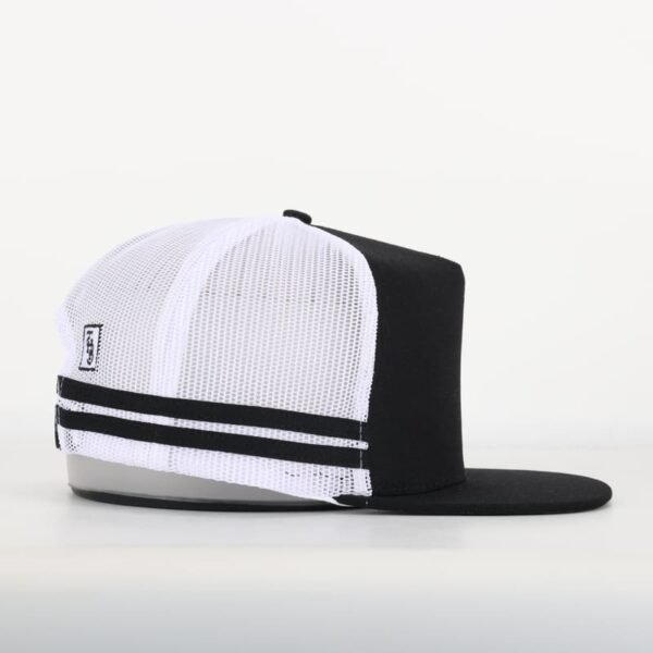 Custom 5-Panel Cotton Flat Embroidery Stripes Designed Trucker Hat - Image 5