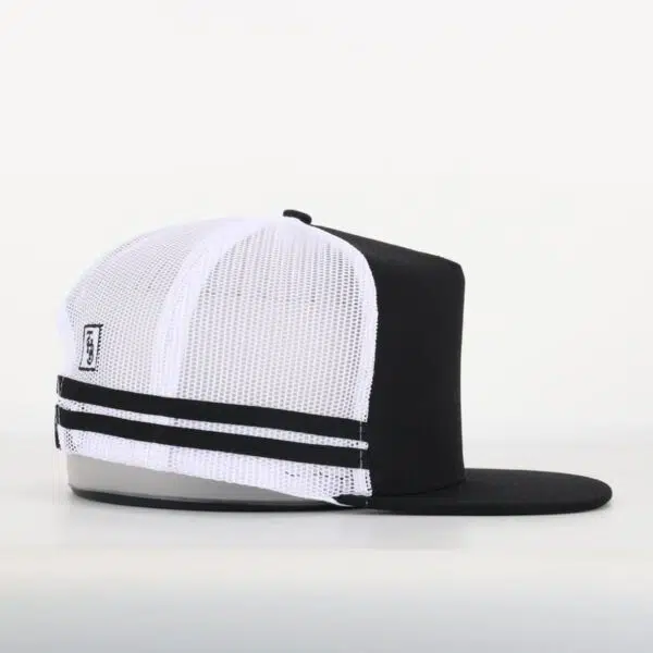 Custom 5-Panel Cotton Flat Embroidery Stripes Designed Trucker Hat - Image 4