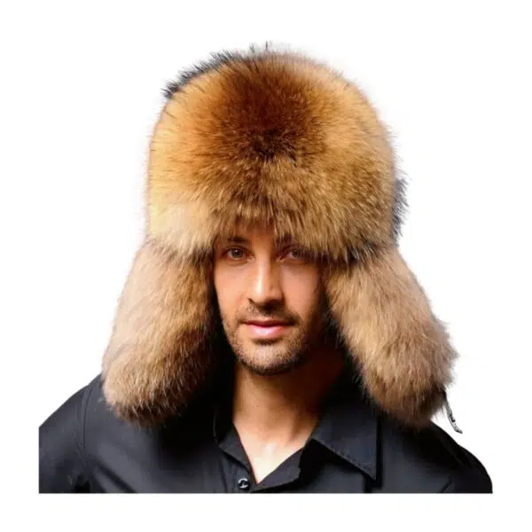 Mens Winter Outdoor Premium Faux Forx Racoon Fur Trapper Hat - Image 5