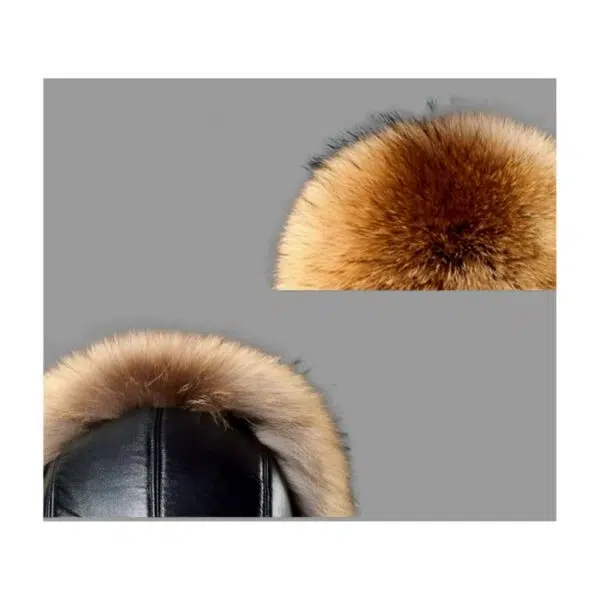 Mens Winter Outdoor Premium Faux Forx Racoon Fur Trapper Hat - Image 3