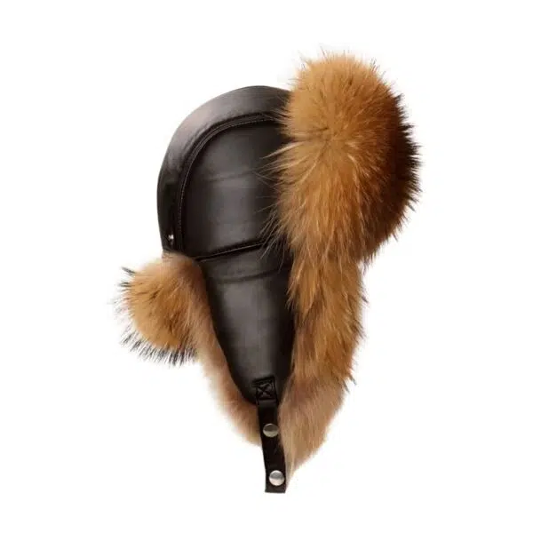 Mens Winter Outdoor Premium Faux Forx Racoon Fur Trapper Hat - Image 4