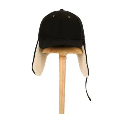 Custom Black Suede Winter Fitted Earflap Hat  Trapper Hat