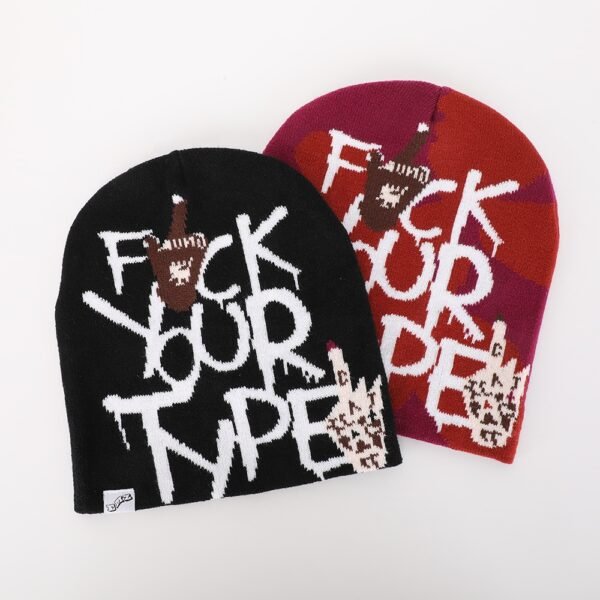 Unisex Custom Woven Label Acrylic Knitted Beanie with Embroidery – Winter Ski Cap - Image 6