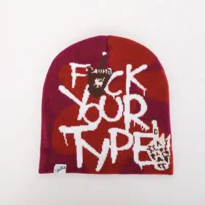 Unisex Custom Woven Label Acrylic Knitted Beanie with Embroidery – Winter Ski Cap