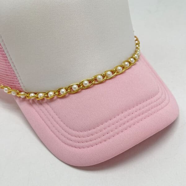 Diamond Rhinestone & Pearl Chain for 5-Panel Trucker Hat for Women - Image 2