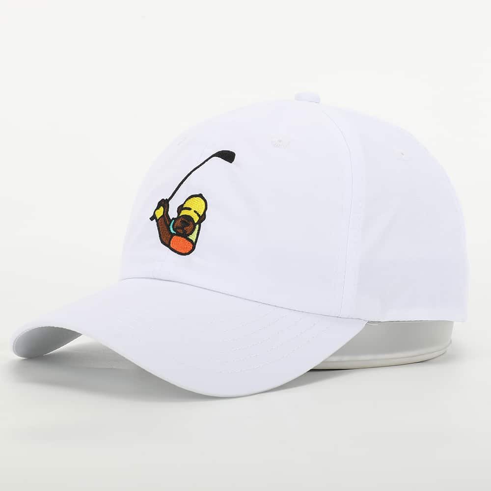 Custom Embroidered 6-Panel Quick-Dry Baseball Cap – White Golf Dad Hat