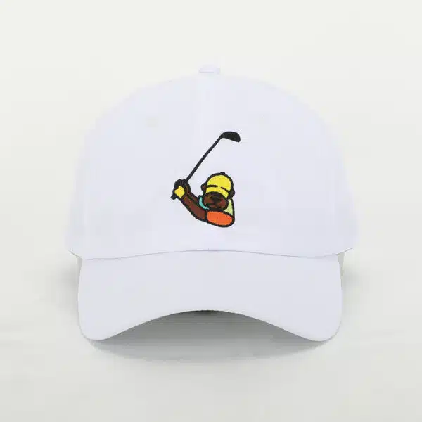 Custom Embroidered 6-Panel Quick-Dry Baseball Cap – White Golf Dad Hat - Image 2